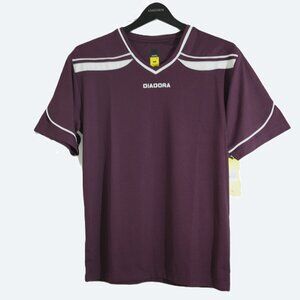 Diadora Treviso Jersey Shirt Maroon And White V-Neck Embroidered Logo